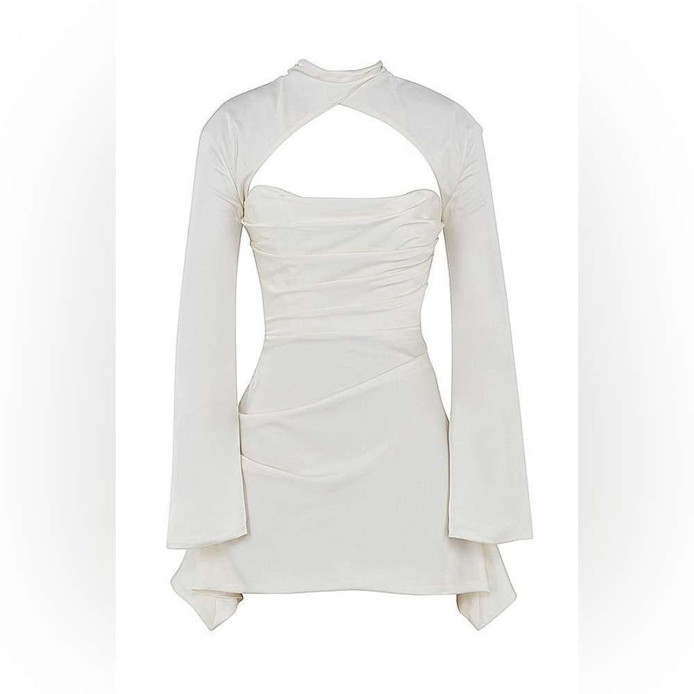 House of CB Ivory Cutout Long-Sleeve Mini Dress